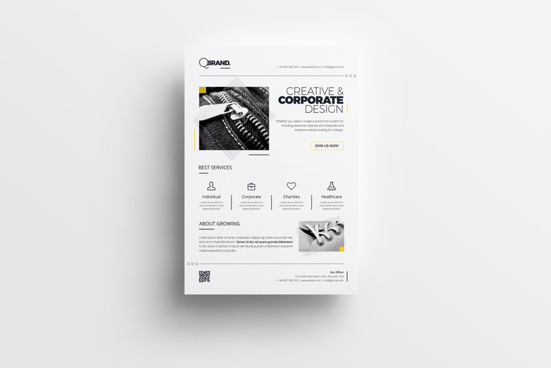 Minimal, Clean, Simply, Black and White Corporate Flyer Corporate Identity Template - Features Image 1