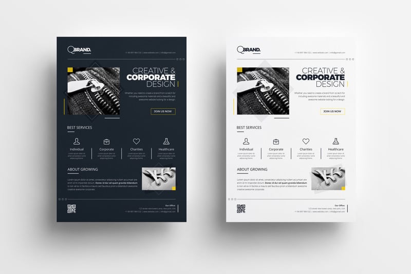 Minimal, Clean, Simply, Black and White Corporate Flyer Corporate Identity Template - Features Image 2