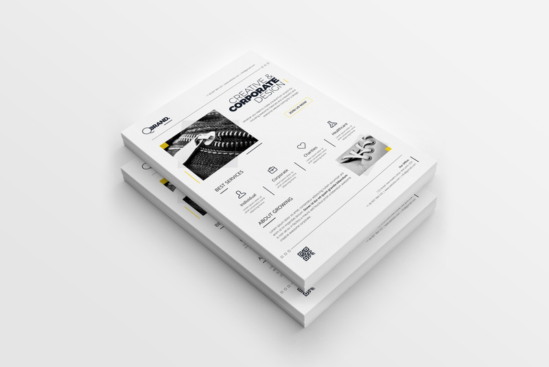 Minimal, Clean, Simply, Black and White Corporate Flyer Corporate Identity Template - Features Image 3