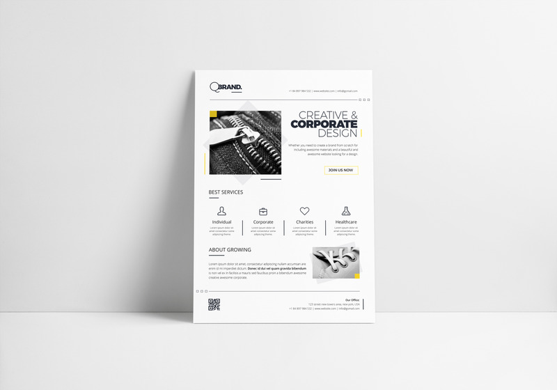 Minimal, Clean, Simply, Black and White Corporate Flyer Corporate Identity Template - Features Image 4