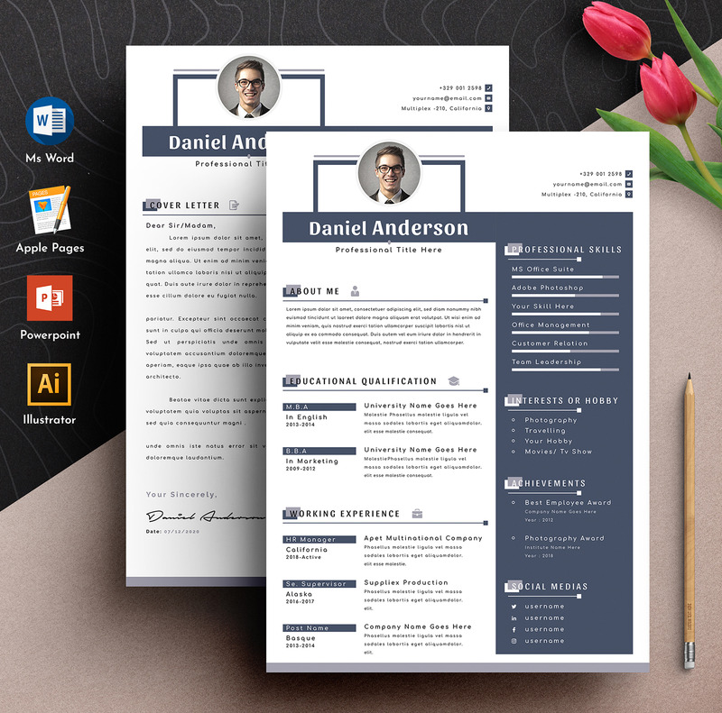 Plantilla de currículum vitae de Word Apple Pages editable limpio y profesional - Features Image 1