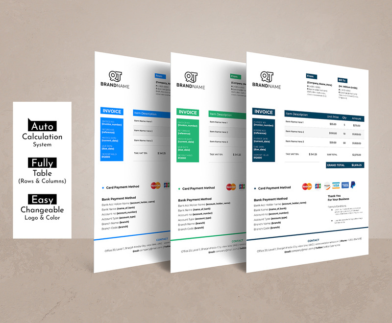 Factuuroffertesjabloon met Google Docs MS Word Apple Pages Format - Features Image 2