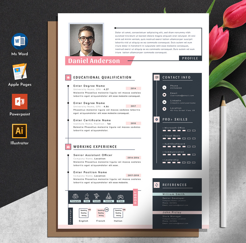 Creative & Modern Editable Apple Pages Ms Word Cv Resume Template - Features Image 1