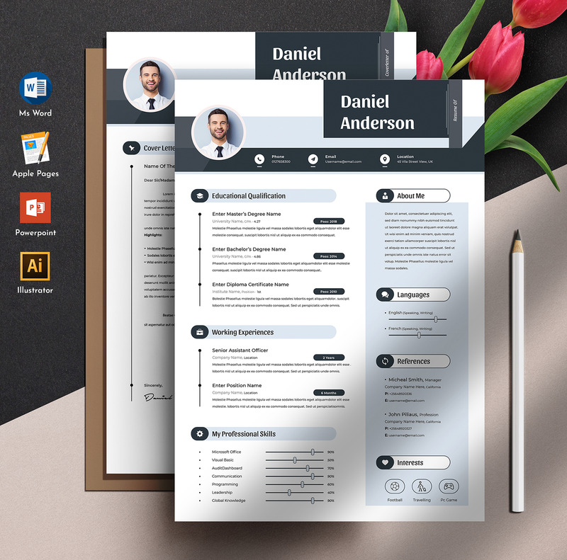 Creative & Modern Editable MS Word Apple Pages Cv Resume Template - Features Image 1
