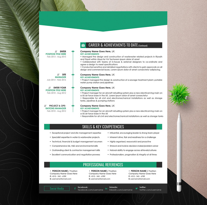 Clean & Professional Editable Word Apple Pages Cv Resume Template - Features Image 6