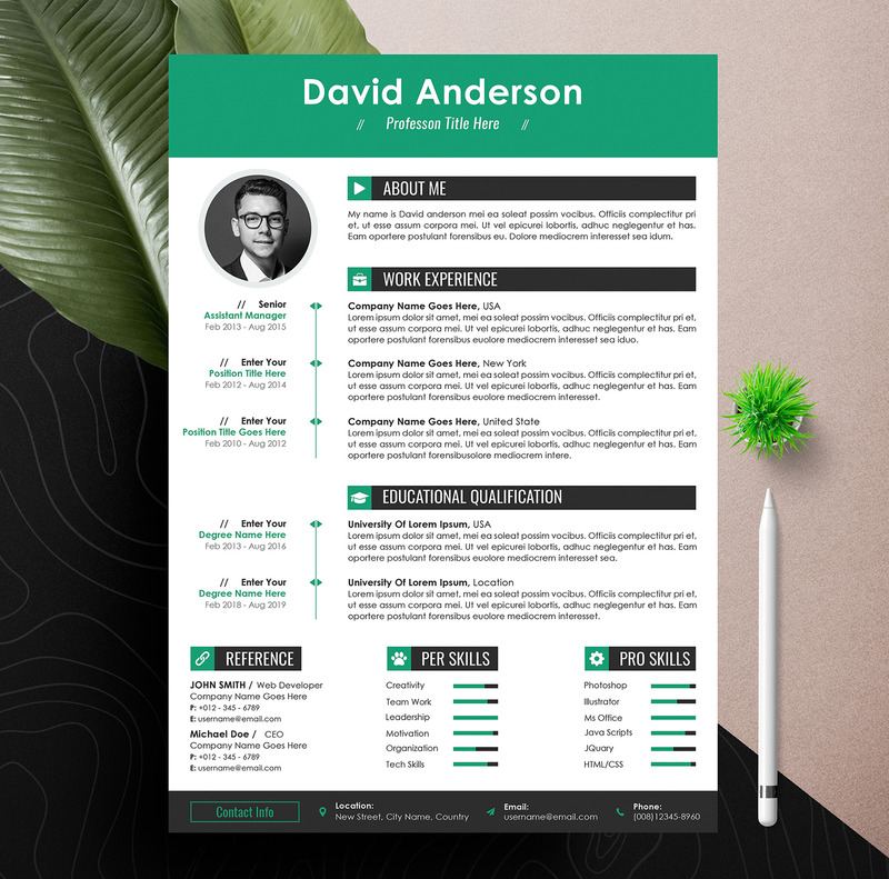 Clean & Professional Editable Word Apple Pages Cv Resume Template - Features Image 7