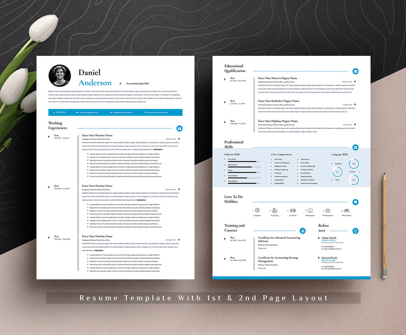 Free Clean & Professional Editable Word Apple Pages CV Resume Template - Features Image 2