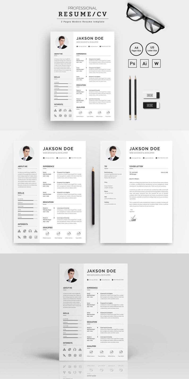 Jakson Doe Web Designer & Developer CV / Özgeçmiş Şablonu - Features Image 1