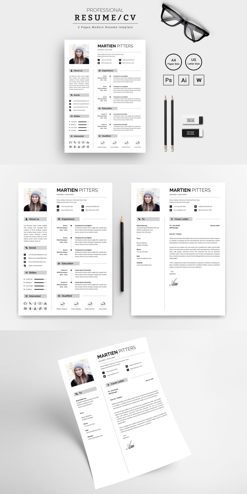 Martien Pitters Designer & Developer CV-sjabloon - Features Image 1