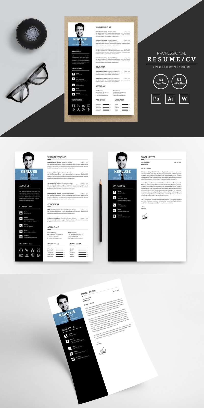 Kerluse John Designer Developer CV-sjabloon - Features Image 1