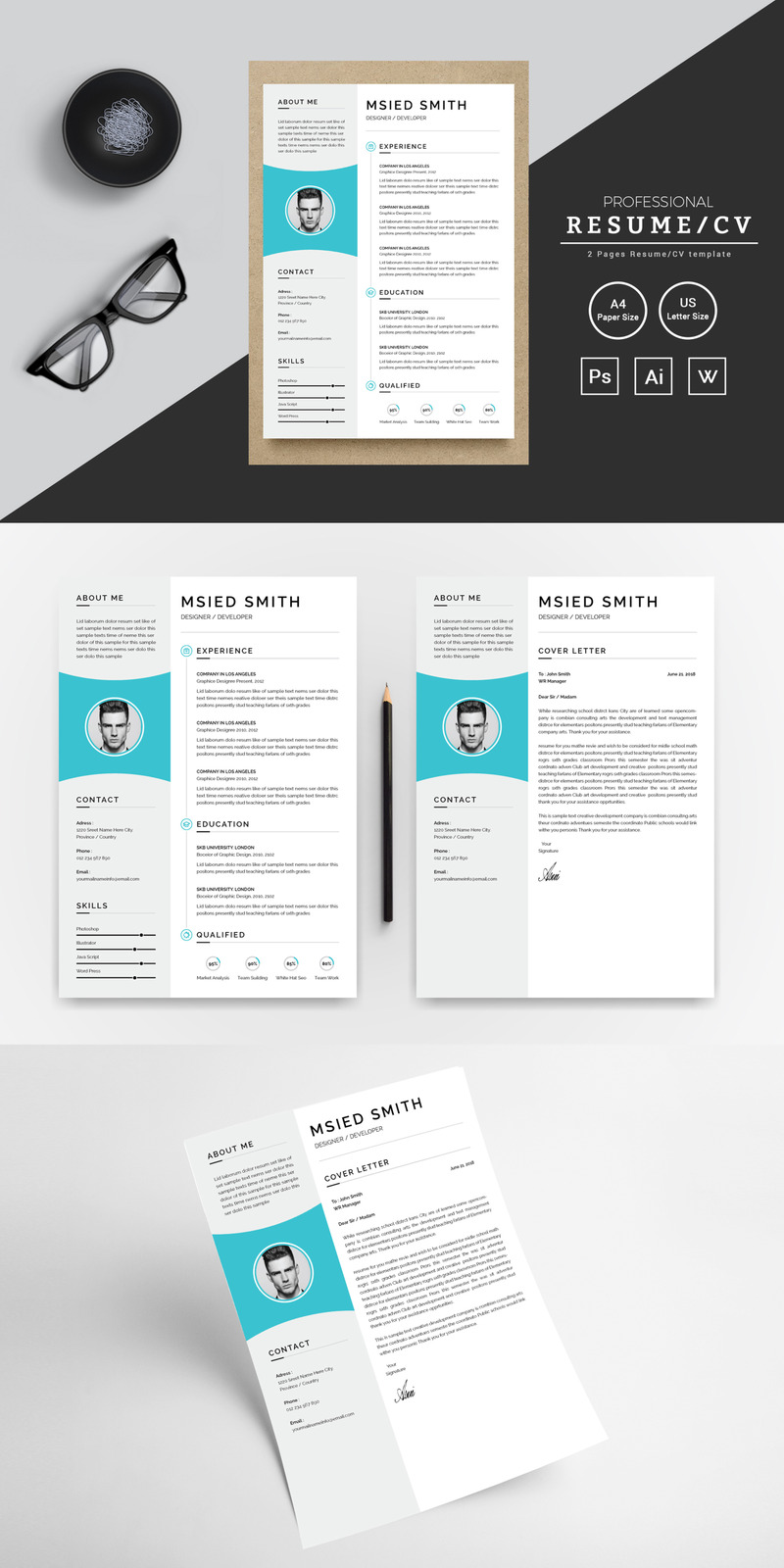 Plantilla de curriculum vitae de diseñador / desarrollador de Msied Smith - Características Imagen 1