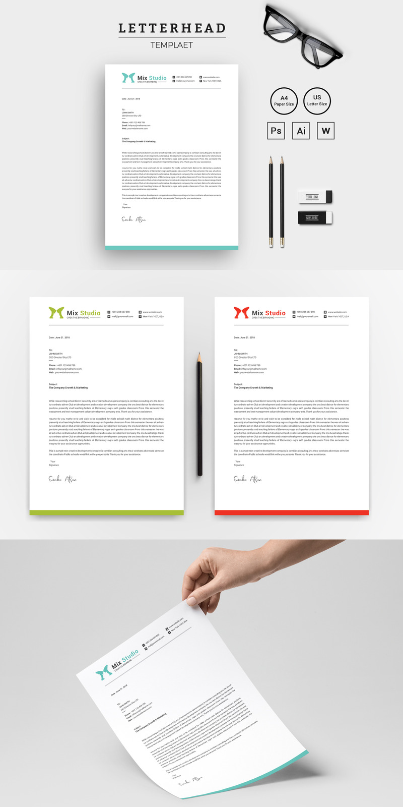 Modello di Identità Aziendale #74348 Clean & Word Letterhead - Immagine Caratteristiche 1