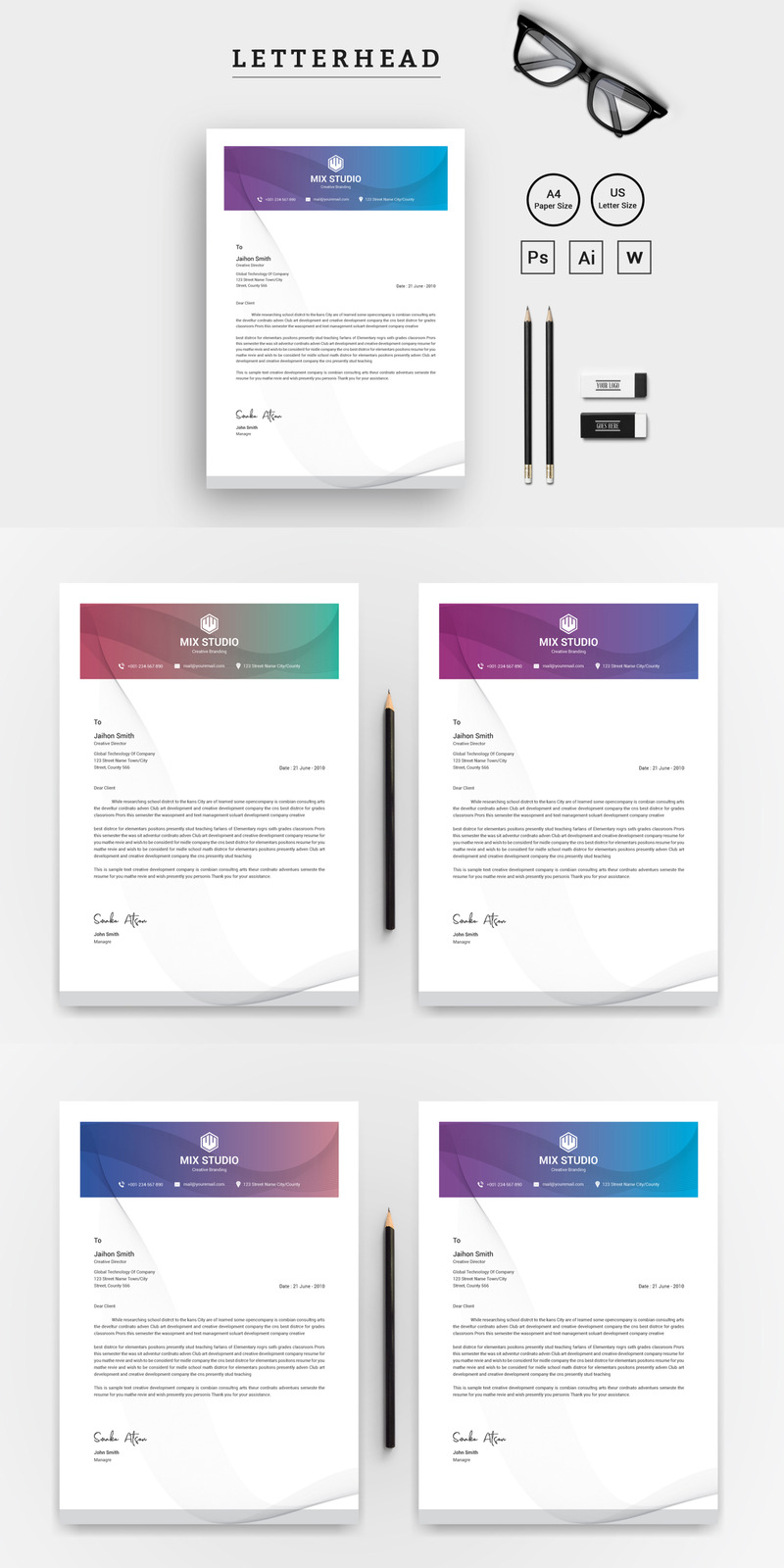 Szablon tożsamości korporacyjnej Modern & Creative Letterhead #75398 - Obrazek wyróżniający {numer}