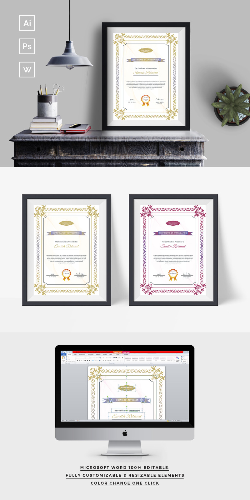 Template di certificato #75241 Smith Roland Word - Immagine Caratteristiche 1