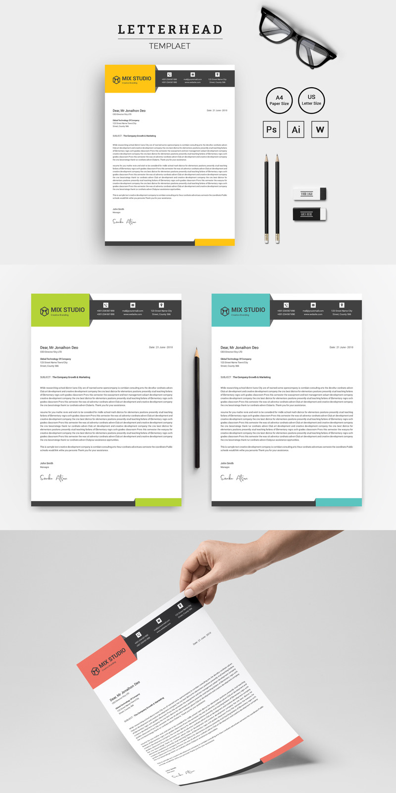 Creative & Modern Letterhead - Corporate Identity Template - Features Image 1