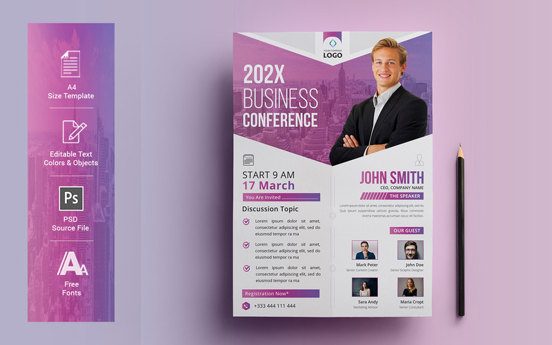 Business Conference Flyer - mall för företagsidentitet - Features Image 1