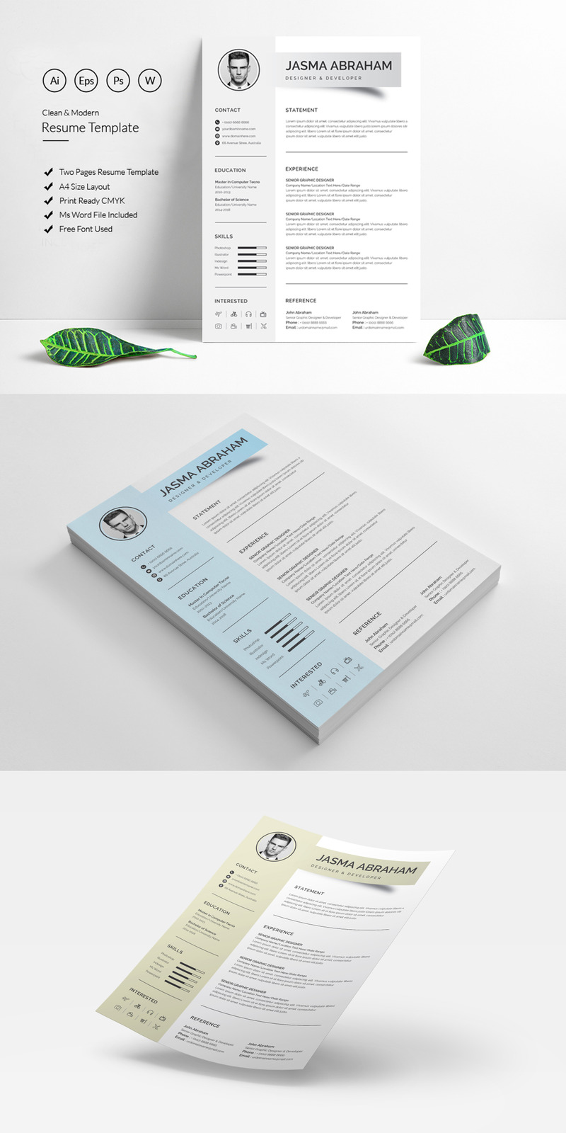 Jasma Modern Resume Template - Features Image 1