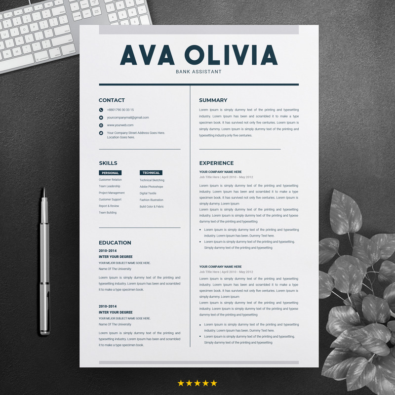 Ava Oliva Bank & Finance Resume Template - Features Image 1