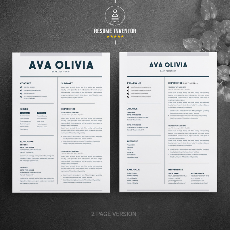 Ava Oliva Bank & Finance Resume Template - Features Image 2