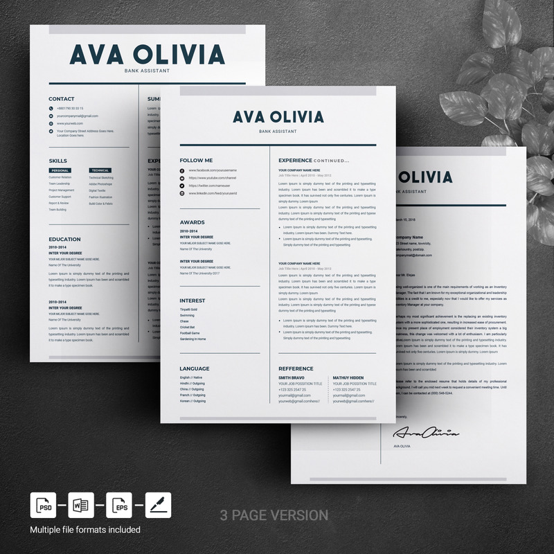 Ava Oliva Bank & Finance Resume Template - Features Image 3