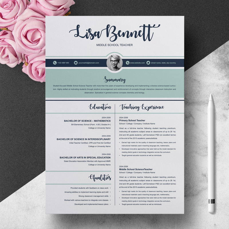 Teacher Resume Template - Features Image 1