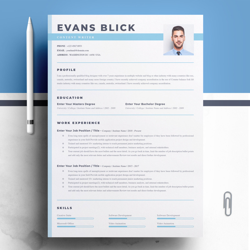 Evans Blick Resume Template - Features Image 1
