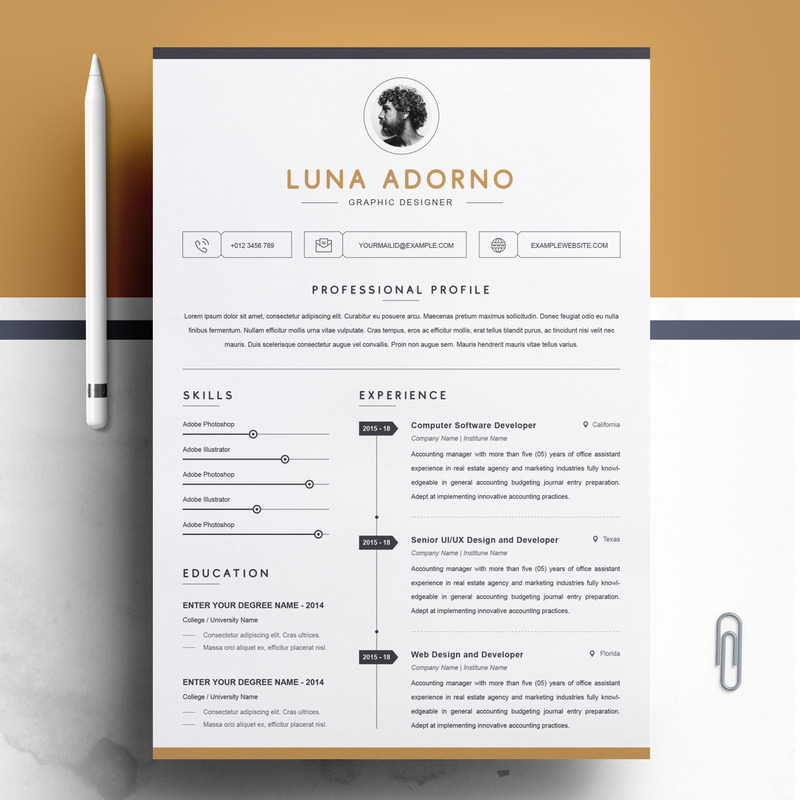 Шаблон резюме Luna Adorno - Изображения фич 1