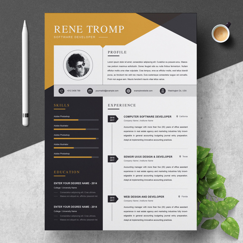 Шаблон резюме Рене Тромпа - Features Image 1