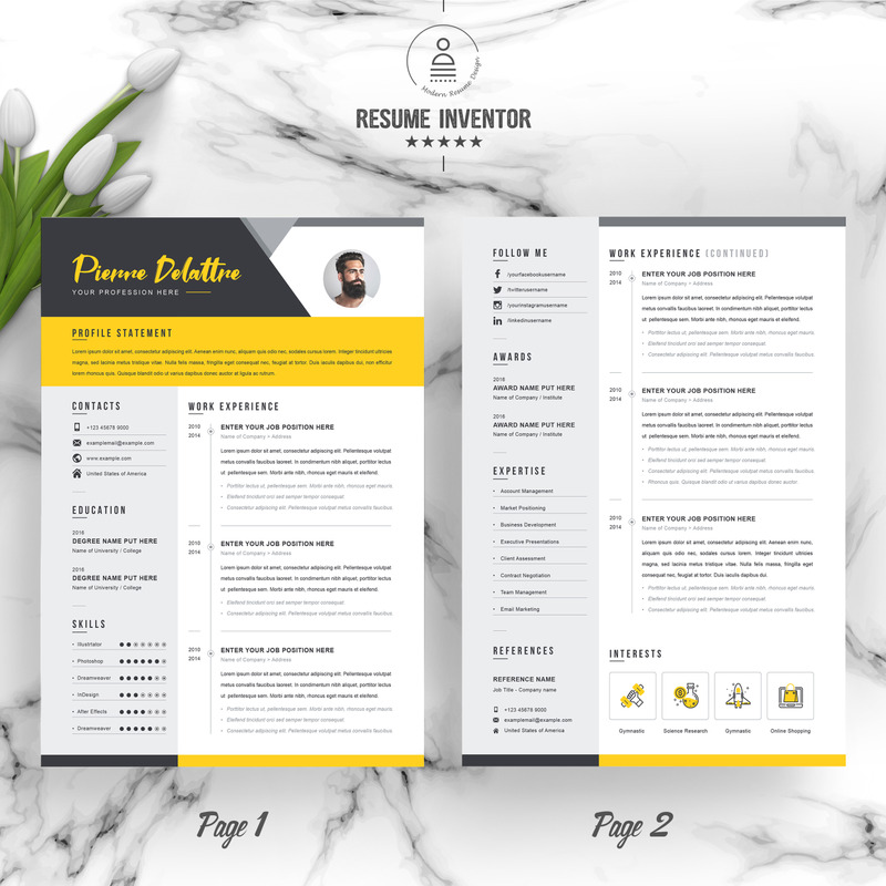 Yellow for Pierre Delatree Resume Template - Features Image 2