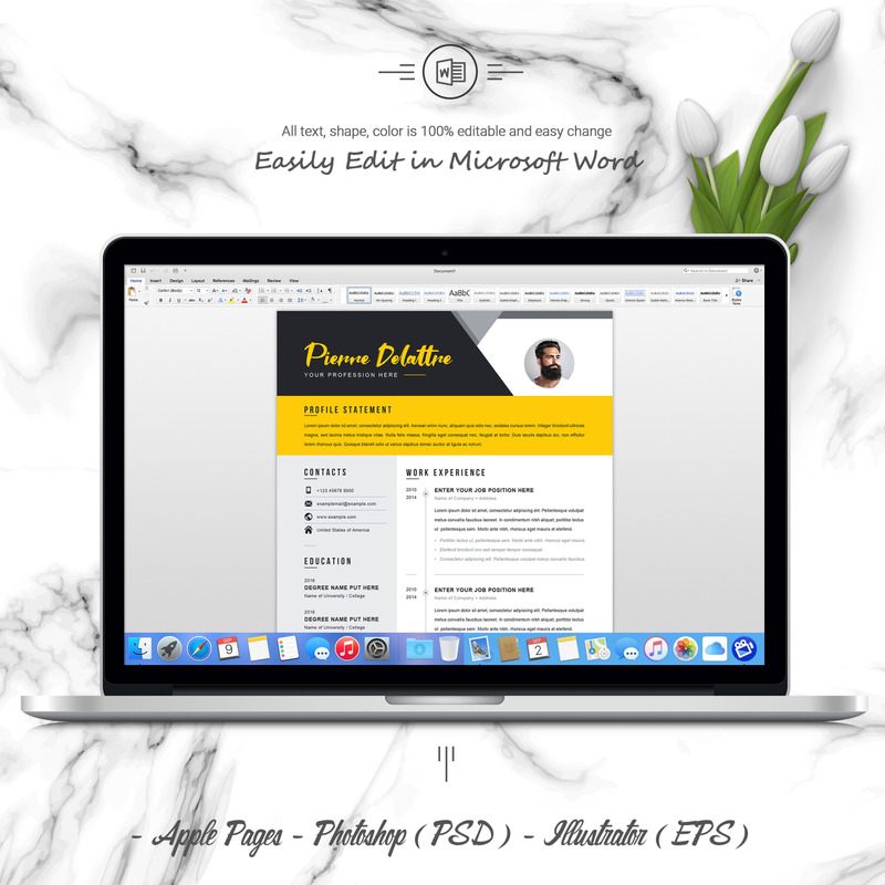 Yellow for Pierre Delatree Resume Template - Features Image 5