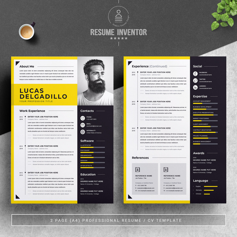 Minimal Yellow CV Resume Template - Features Image 2