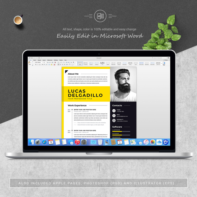 Minimal Yellow CV Resume Template - Features Image 4