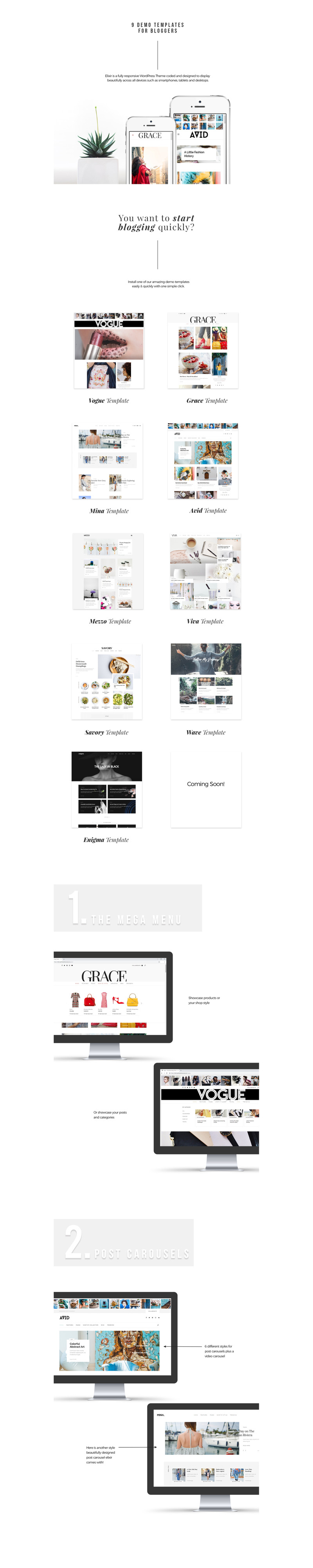 Elixir - Travel, Food, Fashion & Much More! WordPress Theme - Features Image 1