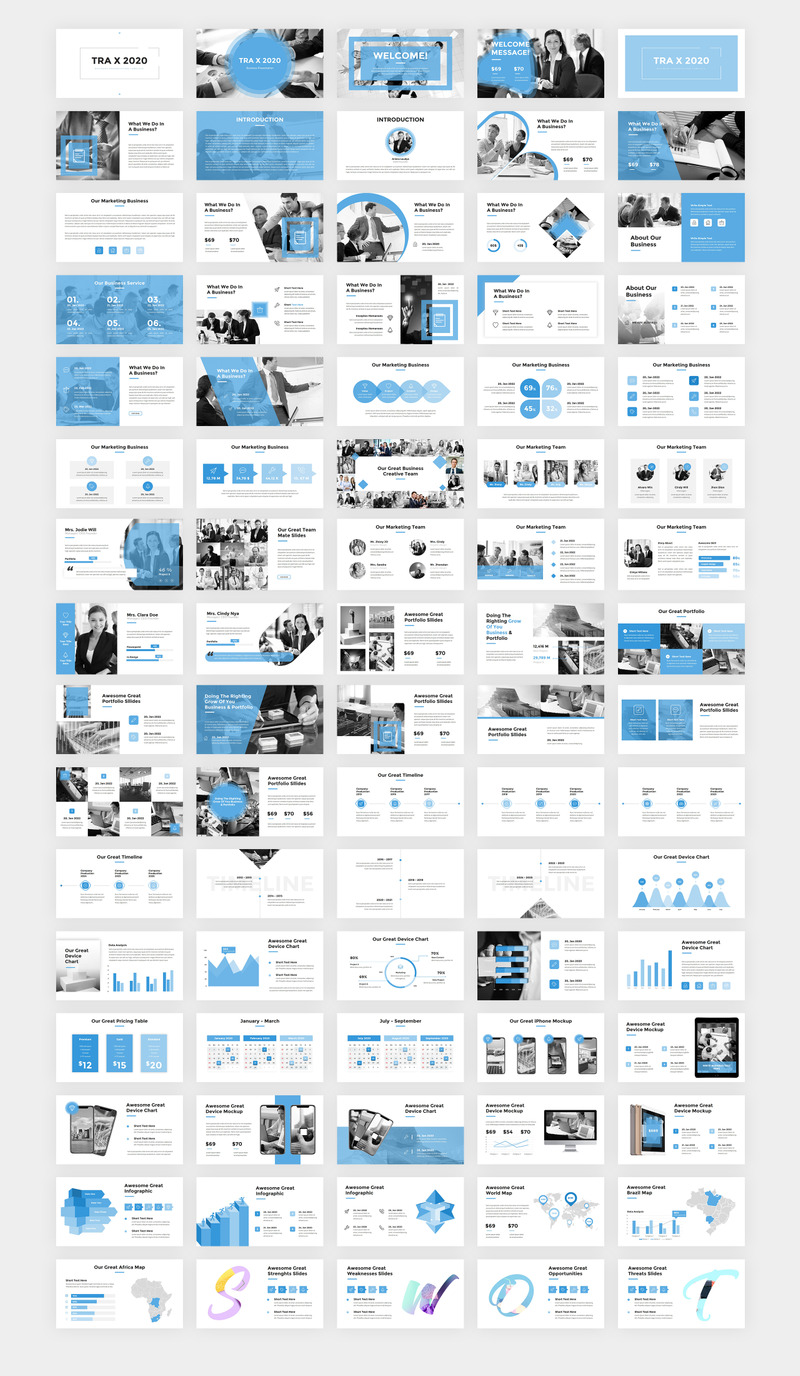 Plantilla de PowerPoint empresarial TRA X 2020 - Features Image 1