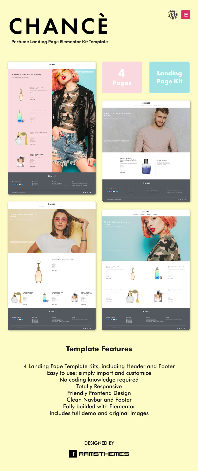 CHANCE - Perfume Landing Page WordPress Template Elementor Kit - Features Image 1