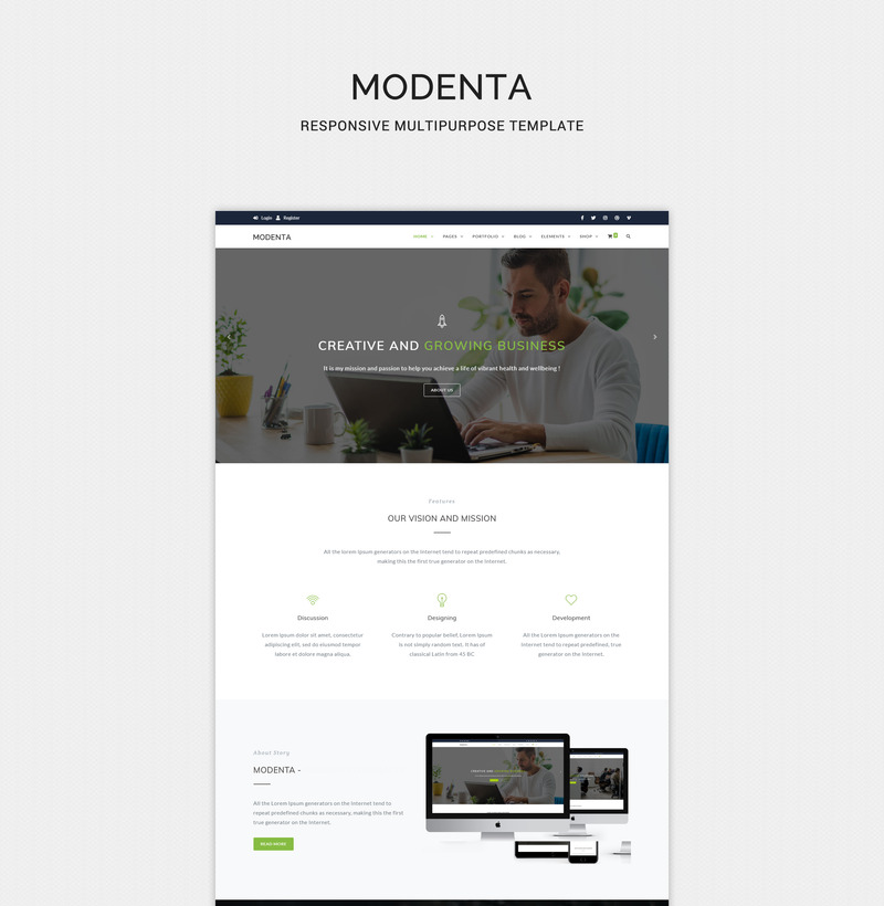 Modenta - A Responsive Multipurpose Website Template - Features Image 1