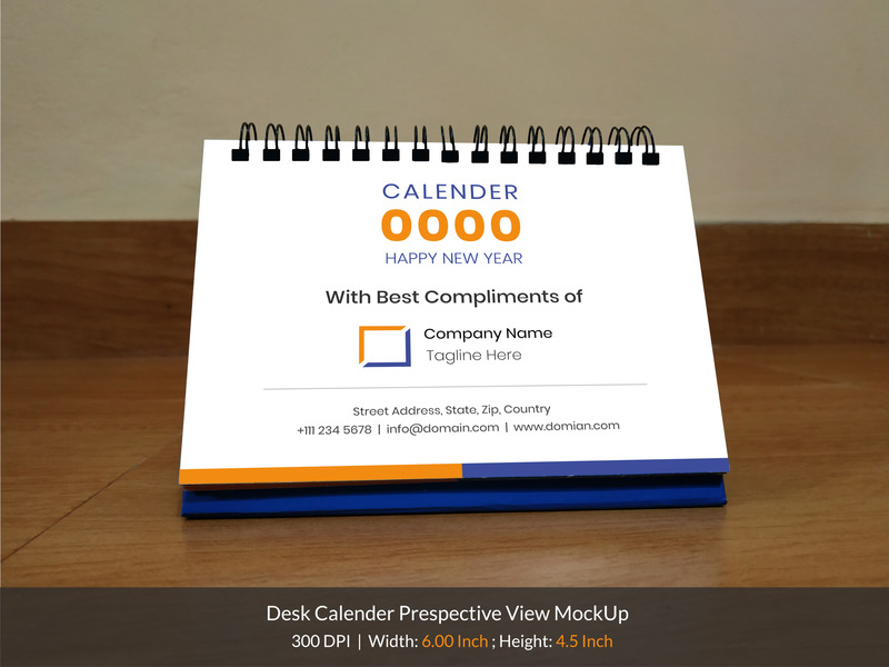 Desk Calendar Perspective View Product Mockup - Features Image 1