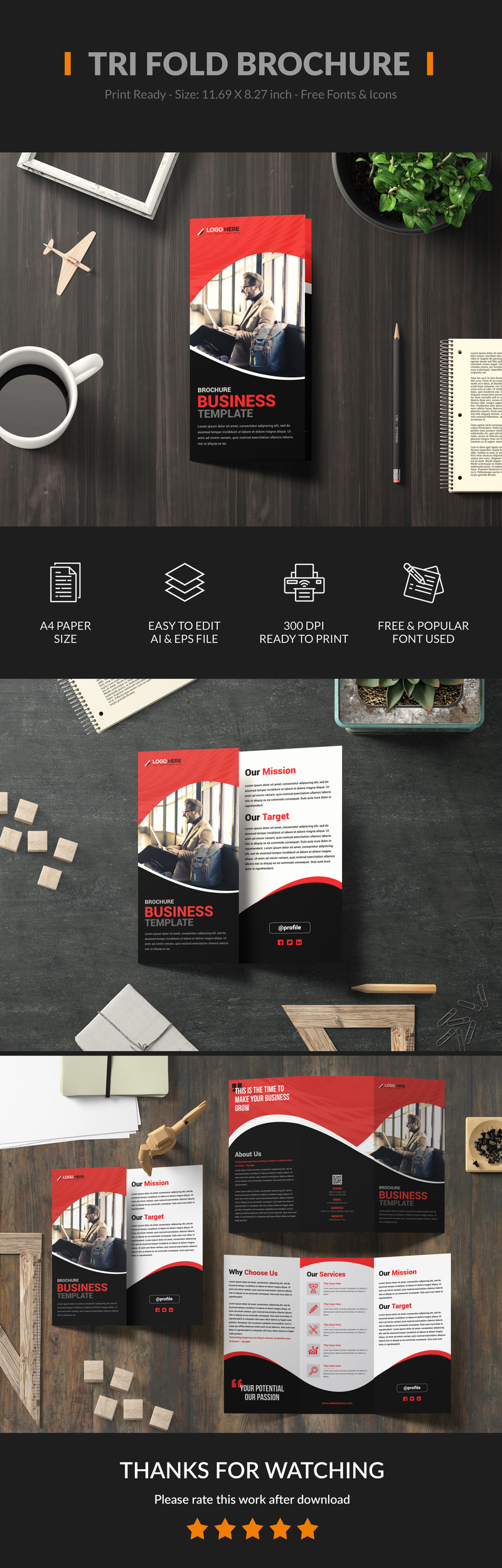 Tri Fold Brochure Corporate Identity Template - Features Image 1