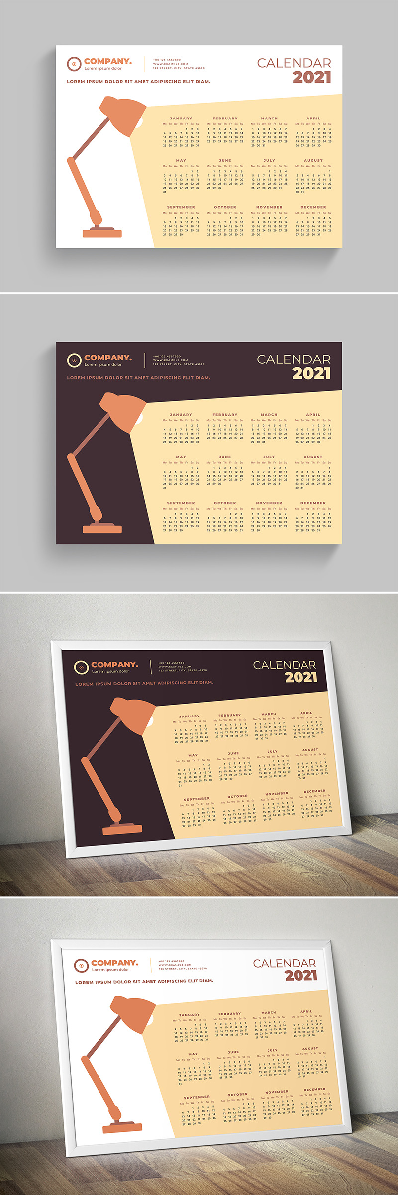 Calendar 2021 Layout with Lamp Design Elements Planner - Features Image 1