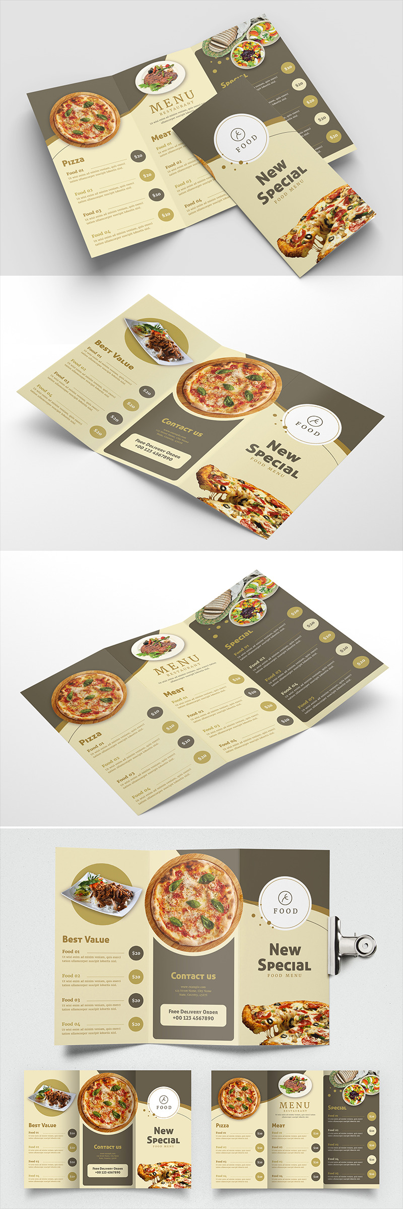 Menu à trois volets Creative - Modèle d'identité d'entreprise - Caractéristiques de l’image 1