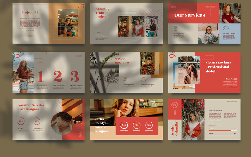Roselline - Vintage Retro PowerPoint Template - Features Image 1