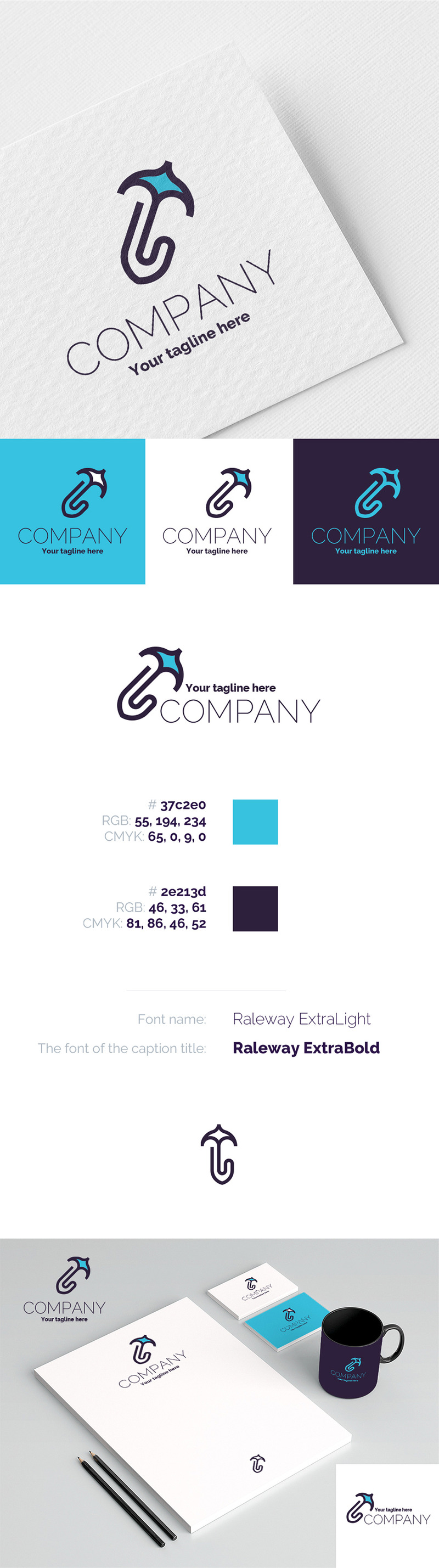 Paper Clip + Umbrella + Bird + S Logo Template - Features Image 1
