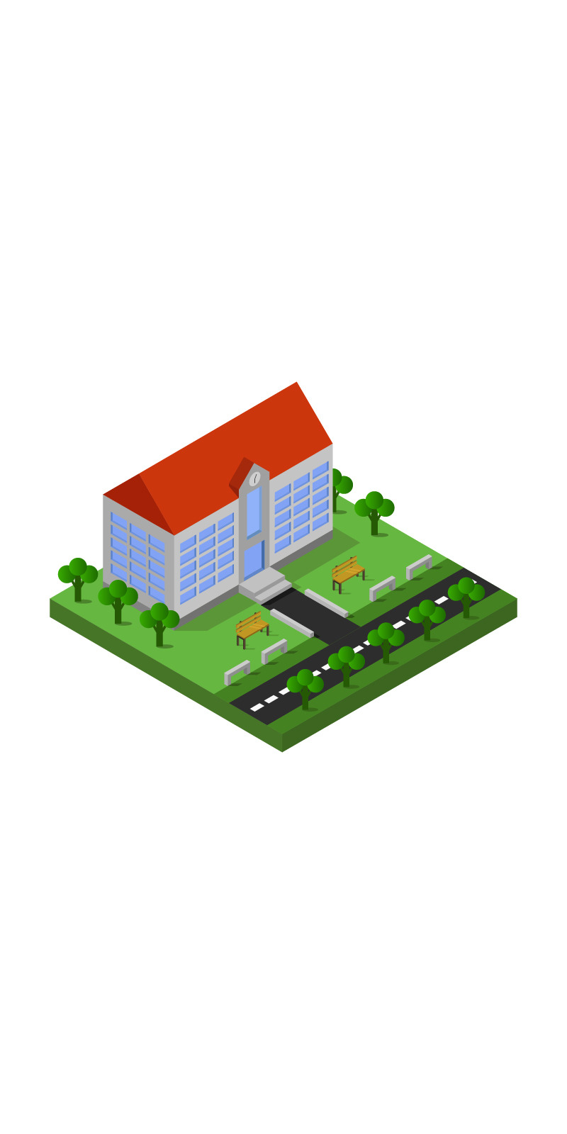 isometric school - Vector Image - Features Image 1
