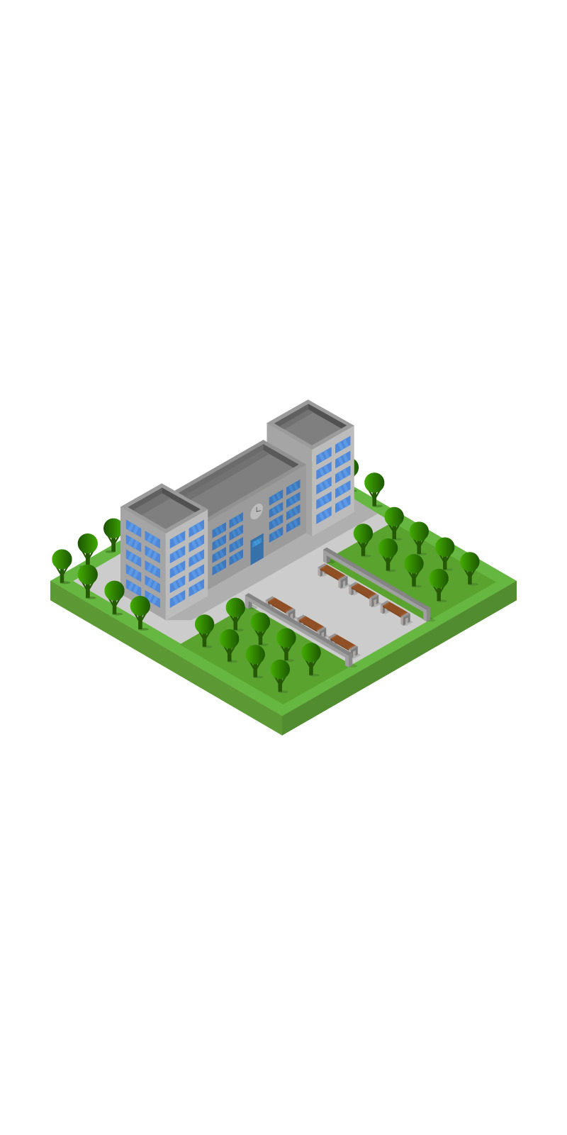 escuela isométrica - imagen vectorial - Características Imagen 1