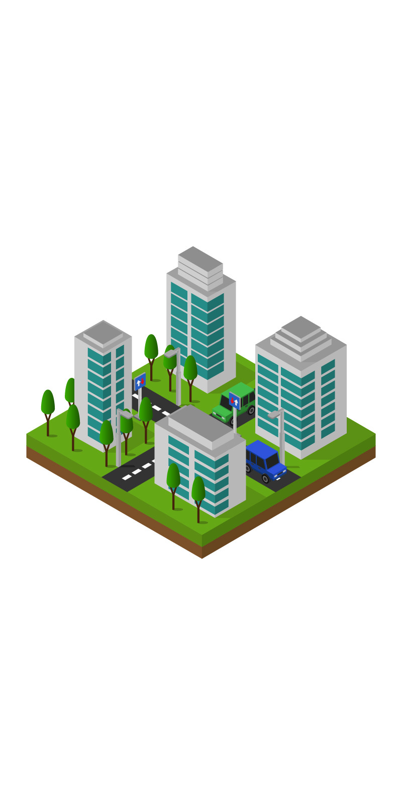 Colored Isometric City - Vector Image - Features Image 1