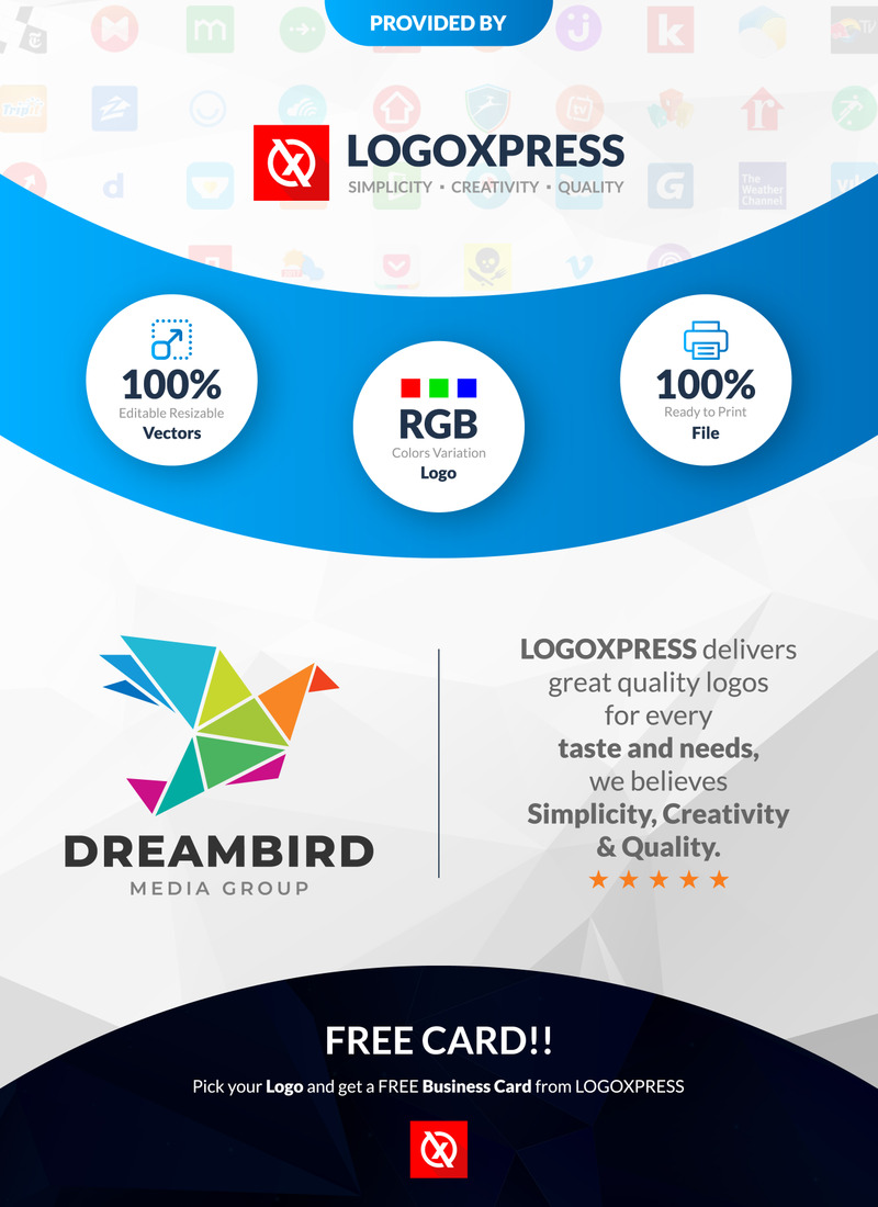 Colorful Polygon Freedom Dream Bird Logo Design - Features Image 1
