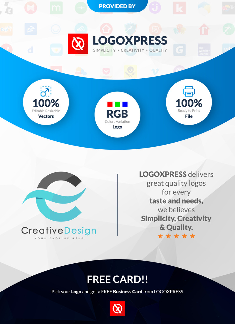 Creative C Letter Blue Wave Logo Template - Features Image 1