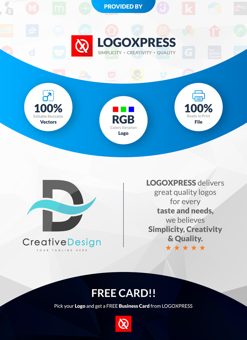 Design creativo del logo della lettera D - Caratteristiche Immagine 1