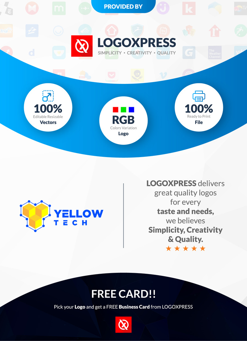 Letter Y Yellow Hexagon Technology Logo Design - Features Image 1