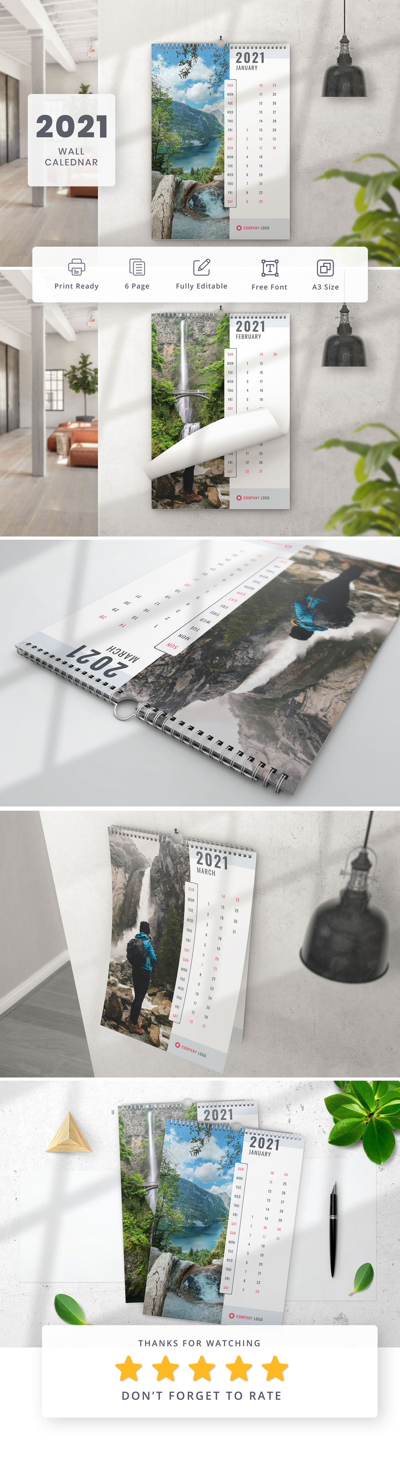 Wall Calendar 2021 Template Planner - Features Image 1